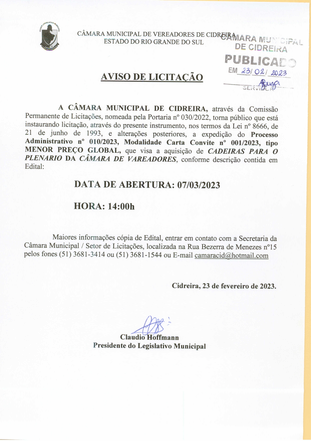 Aviso de Licitação