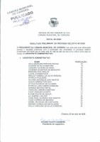 Divulga Resultado Preliminar de Pontuação Processo Seletivo 001-2025