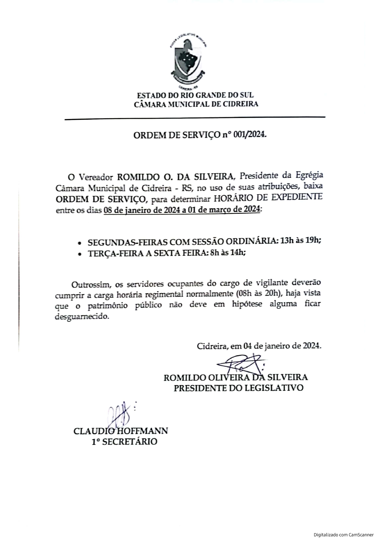 Ordem de Serviço 001/2024